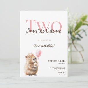 Capybara Second Birthday Invitation • Woodland Gir