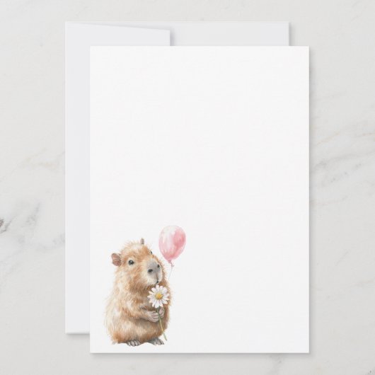 Capybara Second Birthday Invitation • Woodland Gir (Achterkant)
