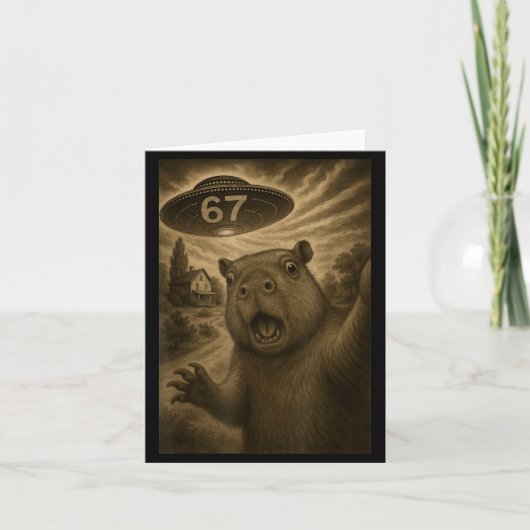 Capybara Selfie 67 Meme Zes Zeven Grappige Ufo Kaart (Voorkant)