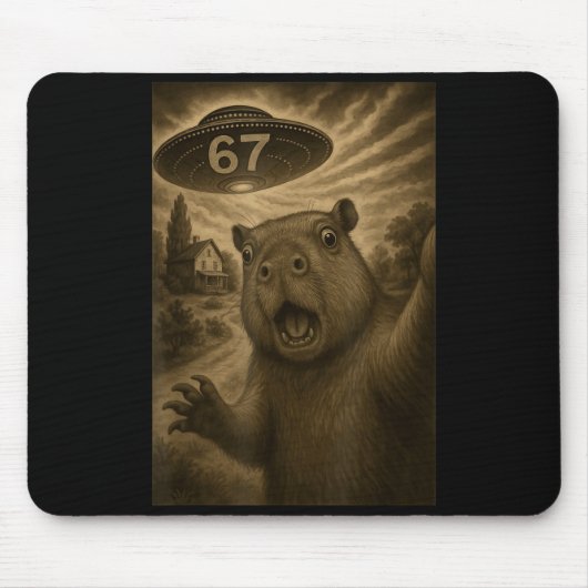 Capybara Selfie 67 Meme Zes Zeven Grappige Ufo Muismat (Voorkant)