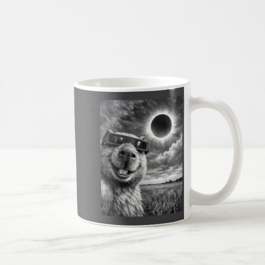 Capybara Selfie Grappig Dier Zonne-eclips Grafisch Koffiemok (Rechts)