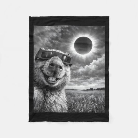 Capybara Selfie Grappig Dier Zonsverduistering Gra Fleece Deken (Voorkant)