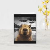 Capybara Selfie Grappig Kerstdier Graphic Capybara Kaart (Gele Bloem)