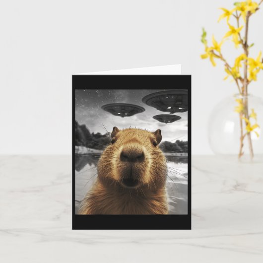Capybara Selfie Grappig Kerstdier Graphic Capybara Kaart (Gele Bloem)