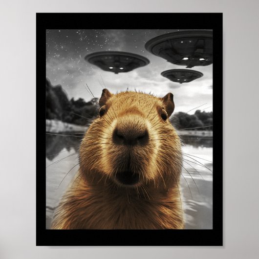 Capybara Selfie Grappig Kerstdier Graphic Capybara Poster (Voorkant)