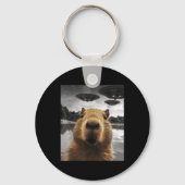 Capybara Selfie Grappig Kerstdier Graphic Capybara Sleutelhanger (Voorkant)