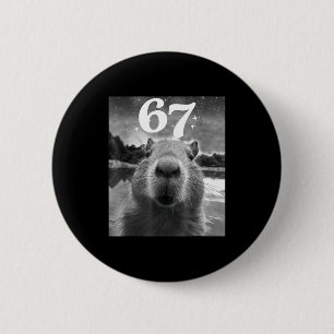 Capybara Selfie Met 67 Meme Capy Grafisch Voor Man Ronde Button 5,7 Cm