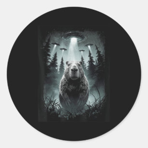 Capybara Selfie met Alien UFO Grappig Capybara Gif Ronde Sticker