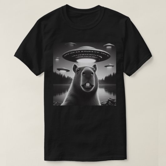 Capybara selfie met UFO T-shirt (Design voorkant)