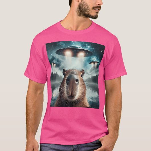 Capybara Selfie met UFO's T-shirt (Voorkant)