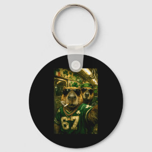 Capybara selfie St. Patrick's Day hiphop gangster Sleutelhanger