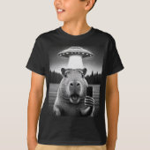 Capybara Selfie Ufo Invasion Funny Boy's T-shirt (Voorkant)
