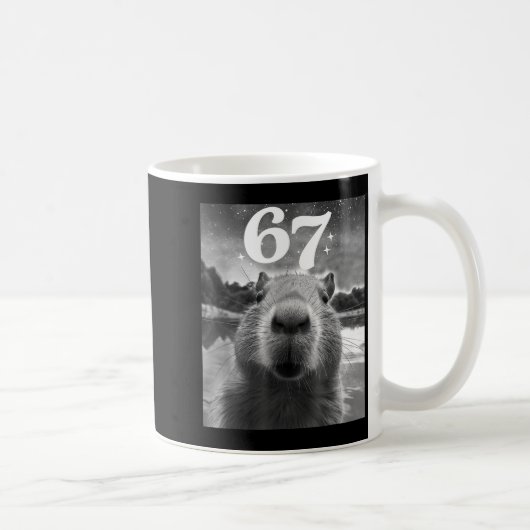 Capybara Selfie With 67 Meme Capy Graphic For Men  Koffiemok (Rechts)
