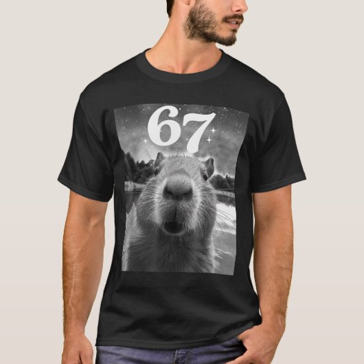 Capybara Selfie With 67 Meme Capy Graphic For Men  T-shirt (Voorkant)