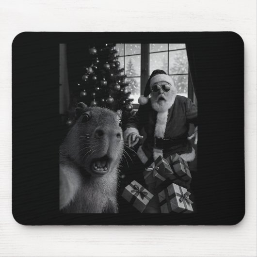 Capybara Selfie With Santa Funny Capybara For Men Muismat (Voorkant)