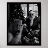 Capybara Selfie With Santa Funny Capybara For Men Poster (Voorkant)