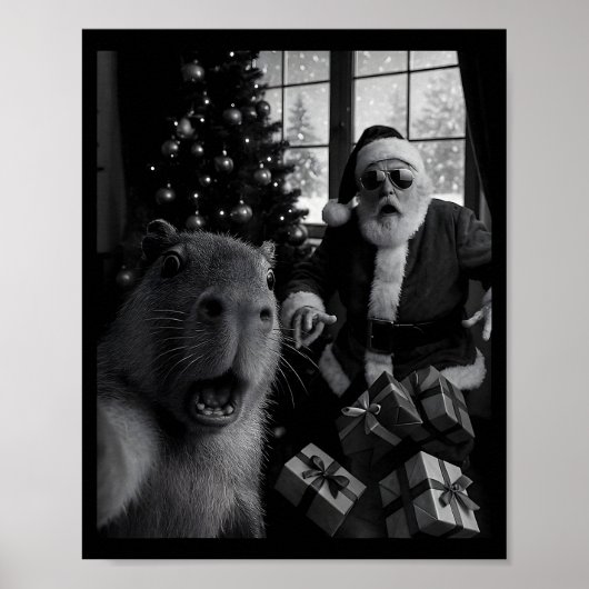 Capybara Selfie With Santa Funny Capybara For Men  Poster (Voorkant)