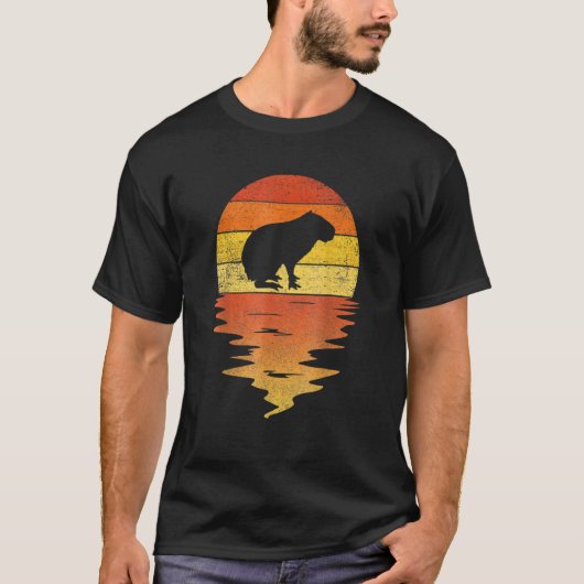 Capybara shirt 70s vintage retro zonsondergang Cap (Voorkant)
