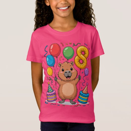 Capybara Shirt for Girls 8 Birthday Celebration (Voorkant)