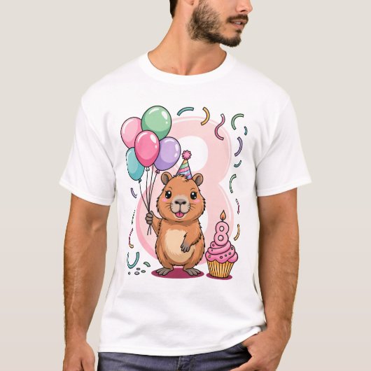 Capybara Shirt for Girls 8 Birthday Party Fun (Voorkant)