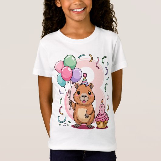 Capybara Shirt for Girls 8 Birthday Party Fun (Voorkant)