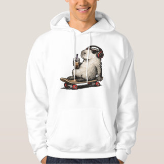 Capybara Skateboard Bubble Tea Hoodie