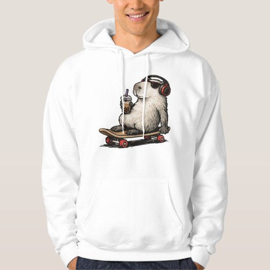Capybara Skateboard Bubble Tea Hoodie (Voorkant)