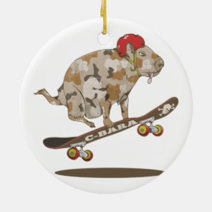 Capybara Skateboard ollie Keramisch Ornament
