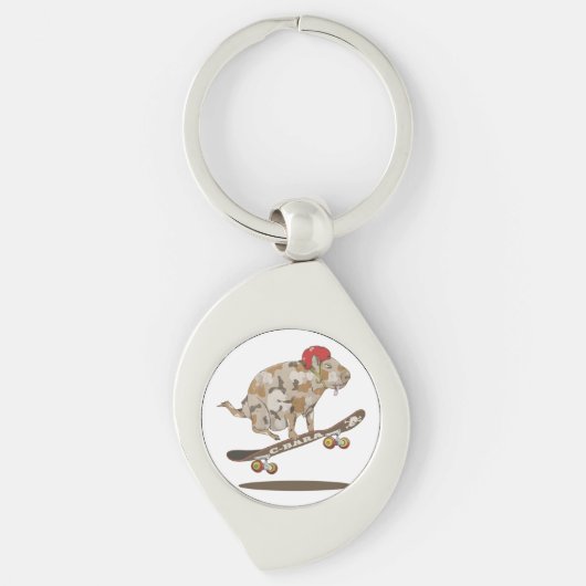 Capybara Skateboard ollie Sleutelhanger (Voorkant)