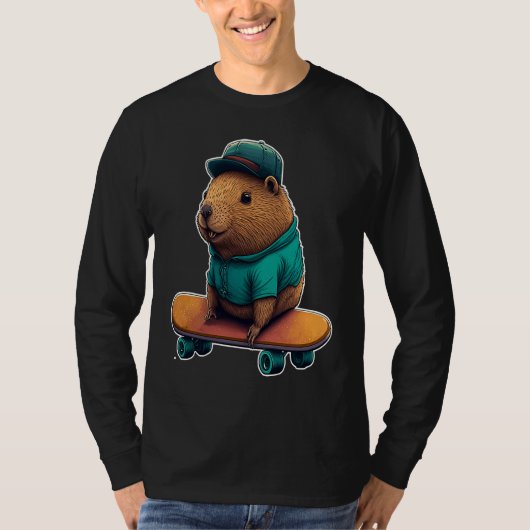 Capybara Skater Grind Ollie and Rep your love for  T-shirt (Voorkant)
