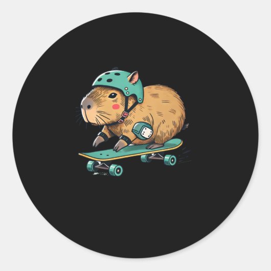 Capybara Skater Skateboard Adventure Sticker (Voorkant)