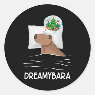 Capybara Slaap Nacht Kerstmisknaagdier Kerstdroom Ronde Sticker