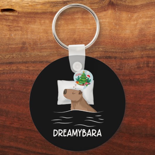 Capybara Slaap Nacht Kerstmisknaagdier Kerstdroom Sleutelhanger (Voorkant)