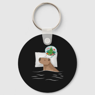 Capybara Slaap Nacht Kerstmisknaagdier Kerstdroom Sleutelhanger