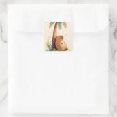 Capybara Slapend Onder Palmboom Vierkante Sticker (Tas)
