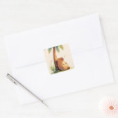 Capybara Slapend Onder Palmboom Vierkante Sticker (Envelop)