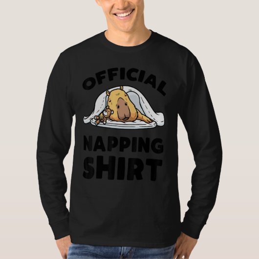 Capybara Sleeping Napping Giant Cavy Rodent Pajama T-shirt (Voorkant)