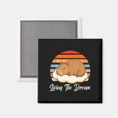 Capybara sleepybara die droom levend retro vintage magneet (Voorkant / Achterkant)