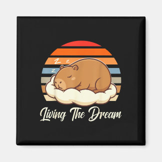 Capybara sleepybara die droom levend retro vintage magneet