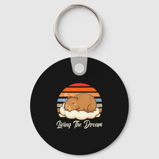 Capybara sleepybara die droom levend retro vintage sleutelhanger (Voorkant)