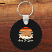 Capybara sleepybara die droom levend retro vintage sleutelhanger (Voorkant)