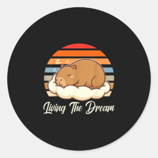 Capybara sleepybara droomt van het leven retro vin ronde sticker