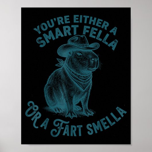 Capybara Slimme Kerel Scheet Stinker Grappige Cowb Poster (Voorkant)