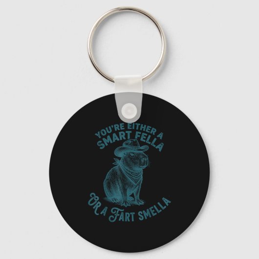 Capybara Slimme vent scheet stinker Grappige Cowbo Sleutelhanger (Voorkant)
