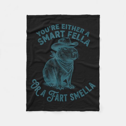 Capybara Smart Fella Fart Smella Funny Cowboy Humo Fleece Deken (Voorkant)