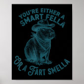 Capybara Smart Fella Fart Smella Funny Cowboy Humo Poster (Voorkant)