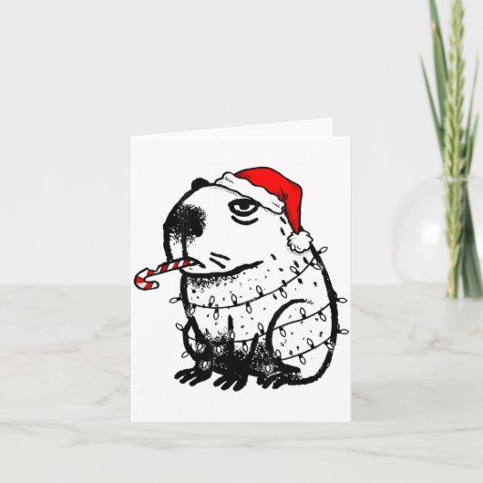 Capybara Smoking Christmas Ugly Cigarette Gen Z Kaart (Voorkant)