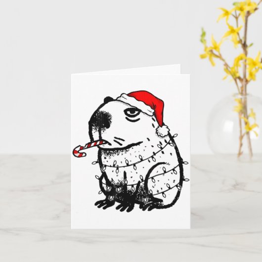 Capybara Smoking Christmas Ugly Cigarette Gen Z Kaart (Gele Bloem)