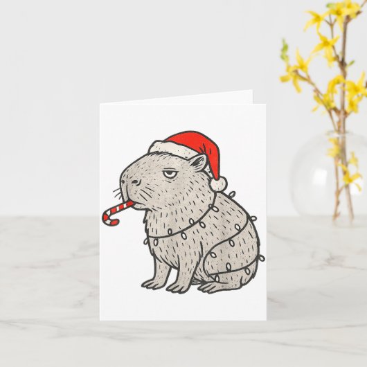 Capybara Smoking Christmas Ugly Cigarette Gen Z  Kaart (Gele Bloem)
