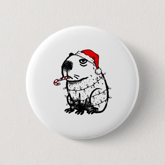 Capybara Smoking Christmas Ugly Cigarette Gen Z  Ronde Button 5,7 Cm (Voorkant)